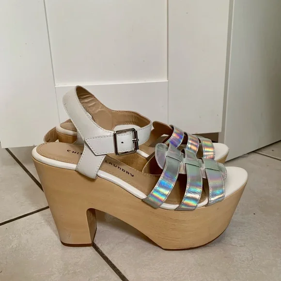 Chinese Laundry Platform Iridescent Sandal Heels - Picture 1 of 10
